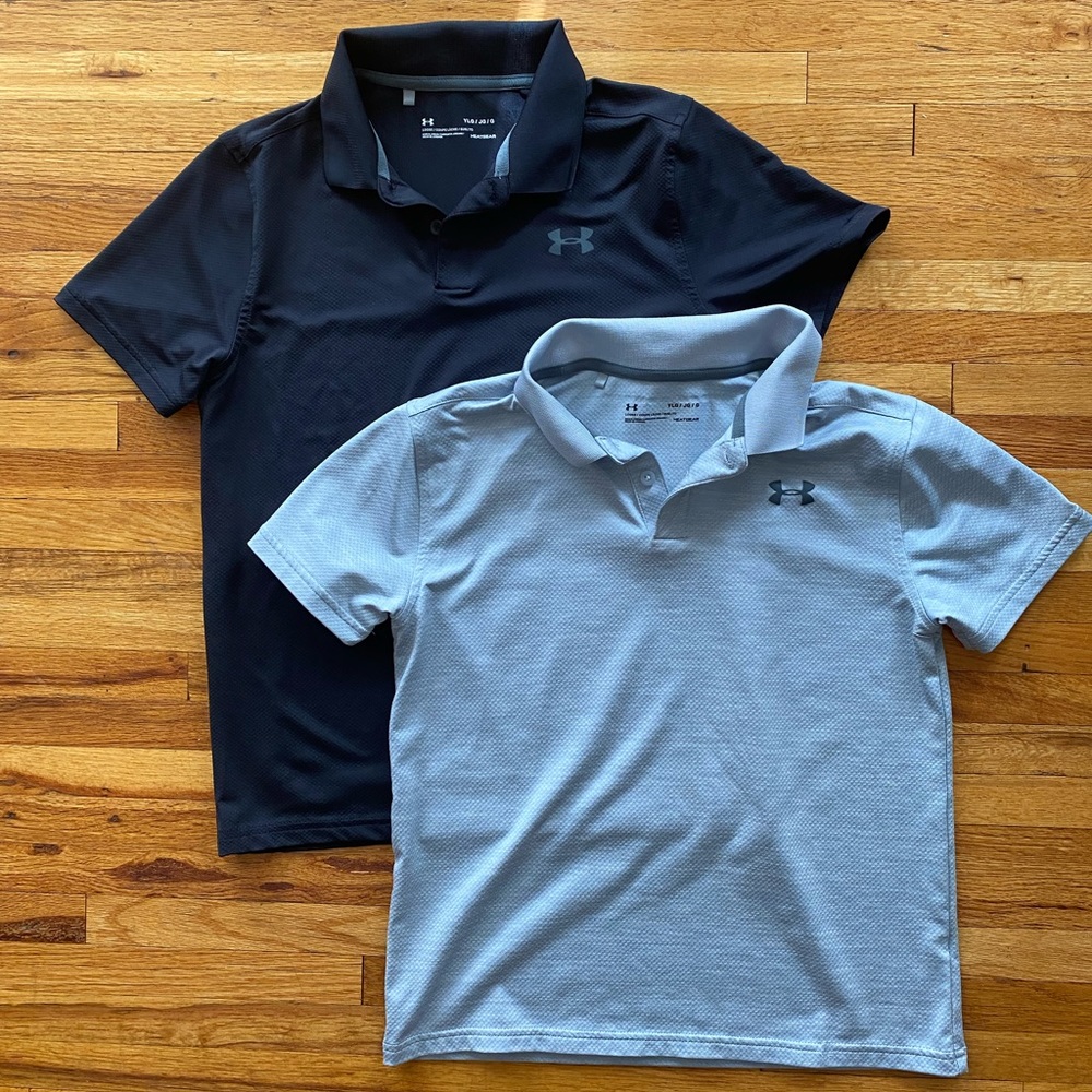 Under Armour HeatGear golf polos Black/Gray Boys L